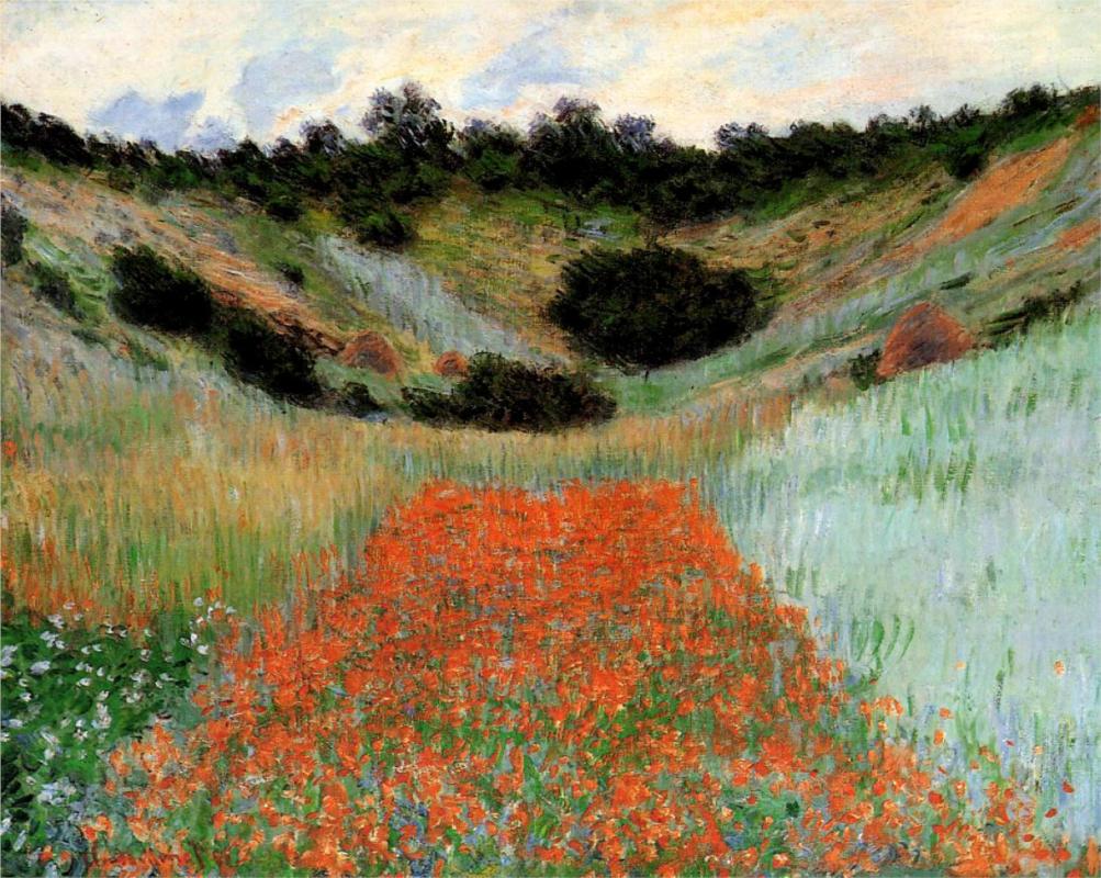 Poppy Field in a Hollow near Giverny - Claude Monet Paintings